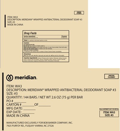 Label Image (Meridian Wrapped Antibacterial Deodorant Soap 3 (2.6 Oz 144 Bars))